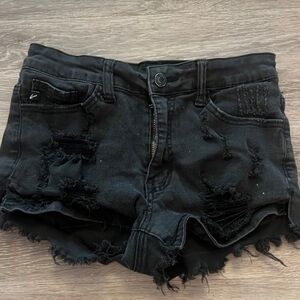 Black Distressed Jean Shorts